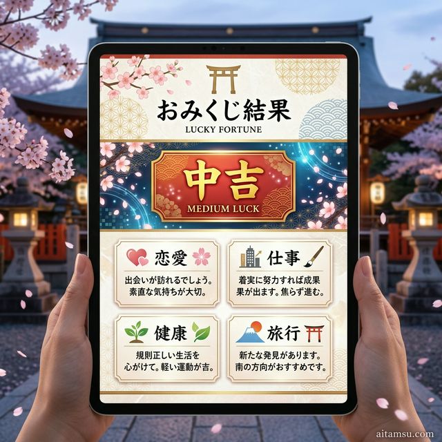 Kết quả Omikuji online — phân tích chi tiết tình yêu, công việc, sức khỏe