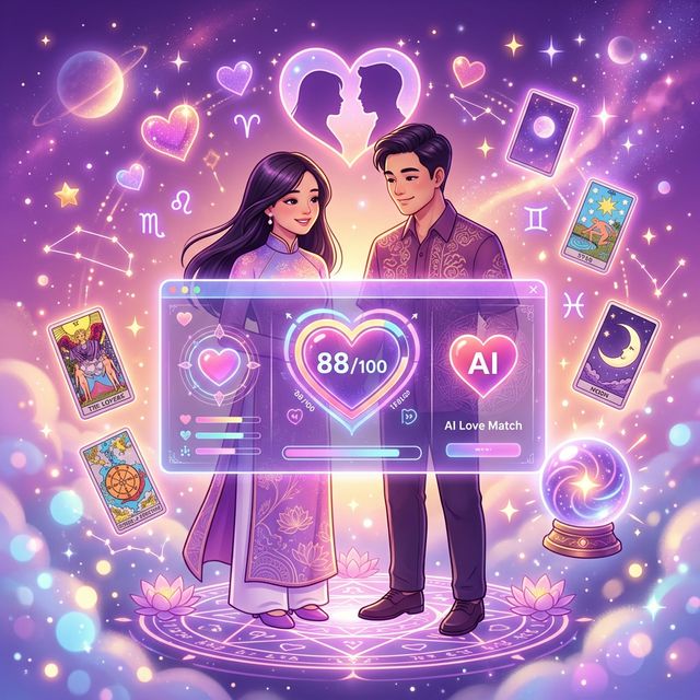 Bói Tình Yêu Bằng AI — Giải Mã Duyên Số Tình Cảm Chính Xác, Miễn Phí 24/7