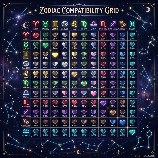 Bảng tương hợp cung hoàng đạo — xem cặp nào hợp nhau
