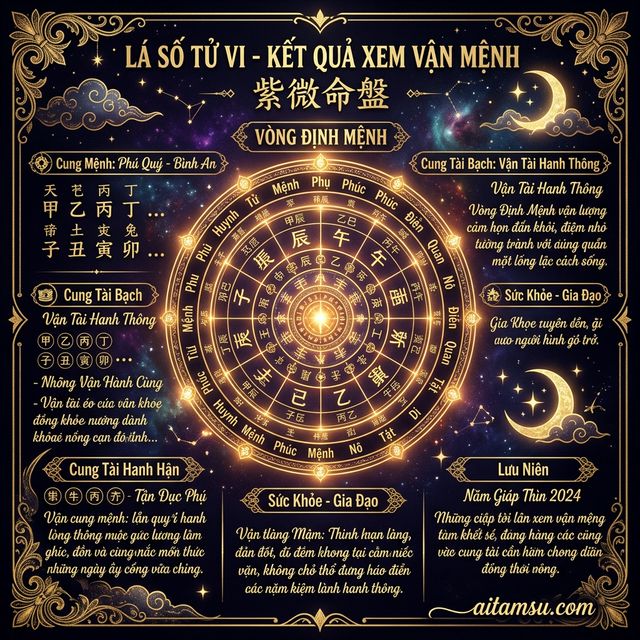 Kết quả luận giải tử vi — vòng định mệnh và vận hạn lưu niên