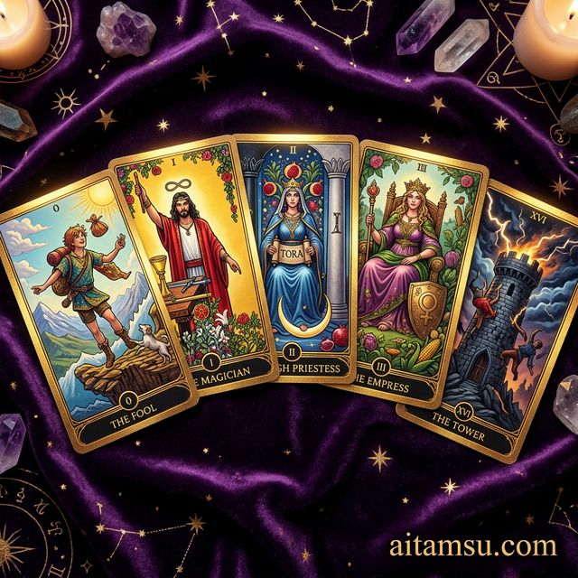5 lá Major Arcana — The Fool, The Magician, High Priestess, Empress, Tower