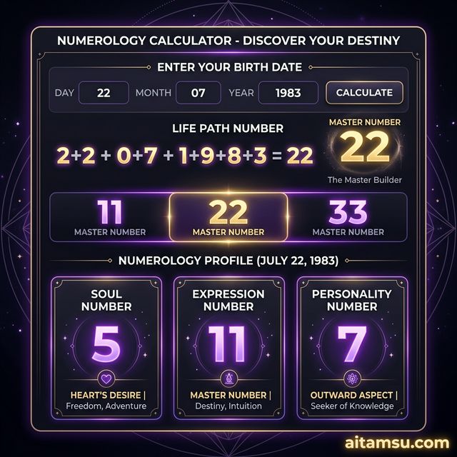 Máy tính thần số học — nhập ngày sinh, tính số chủ đạo