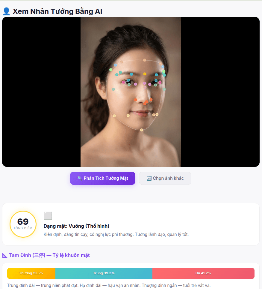 Xem tướng AI — upload ảnh và nhận kết quả phân tích nhân tướng học